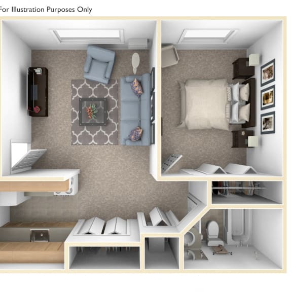 Thumbnail 1 of 13 1 Bed 1 Bath One Bedroom Floor Plan at Old Farm Apartments, Elkhart, IN