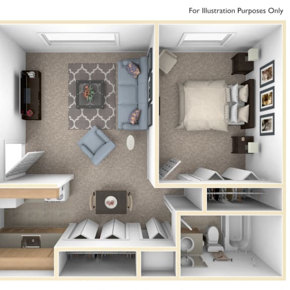 Thumbnail 1 of 11 One Bedroom Floor Plan at Waverly Park Apartments, Lansing, Michigan
