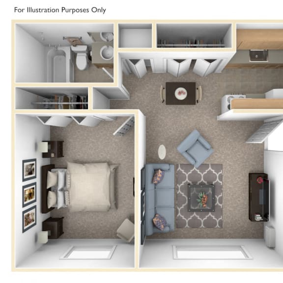 Thumbnail 1 of 12 One Bedroom One Bath Floor Plan at Wingate Apartments, Michigan, 49512