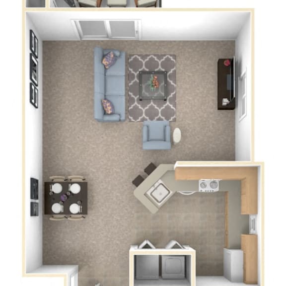 Thumbnail 1 of 8 One Bedroom End Floor Plan at Arbor Lakes Apartments, Indiana, 46516