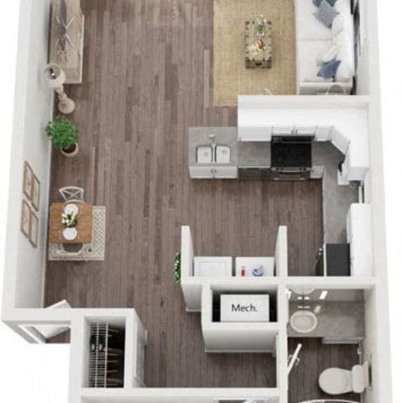 Thumbnail 1 of 14 One Bedroom Floor Plan at Byron Lakes Apartments, Byron Center, MI, 49315