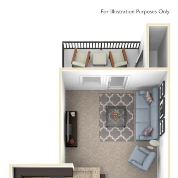 Thumbnail 1 of 9 One Bedroom One Bath Floor Plan at Andover Pointe Apartment Homes, La Vista