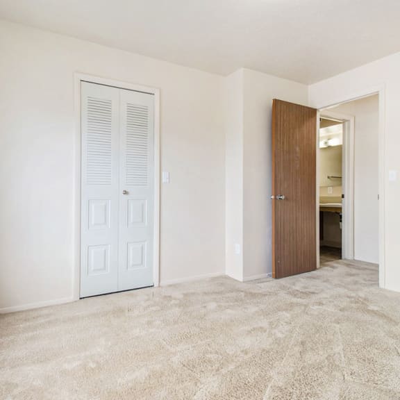 Thumbnail 11 of 11 Primary bedroom with walk in closet at Pine Knoll Apartments, Battle Creek, 49014