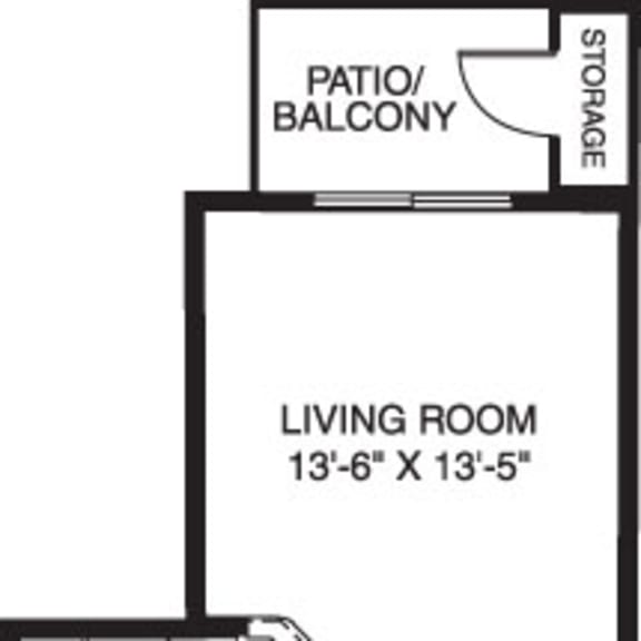 Thumbnail 2 of 11 One bedroom 2D floor plan at Pine Knoll Apartments, Battle Creek