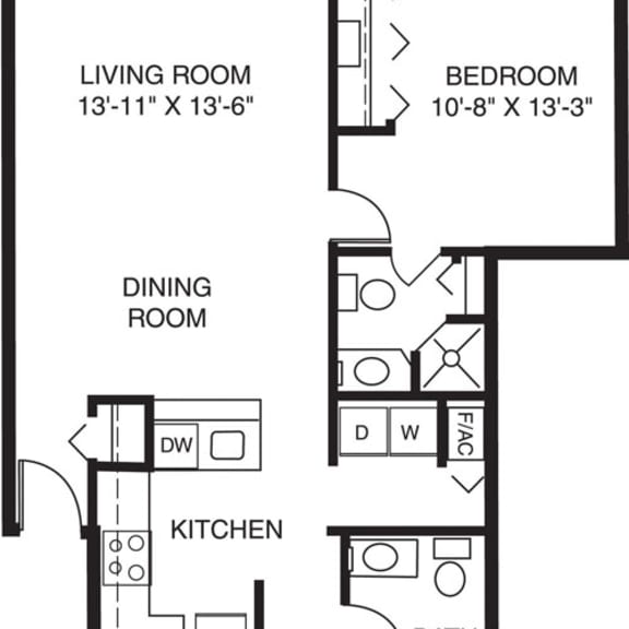 Thumbnail 2 of 8 Two bedroom two bath 2D floor plan at Pine Knoll Apartments, Battle Creek