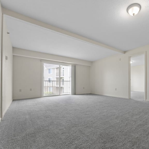 Thumbnail 5 of 18 living room with 9 ft ceiling and a door to a balcony at Hunters Pond Apartment Homes, Champaign, IL, 61820