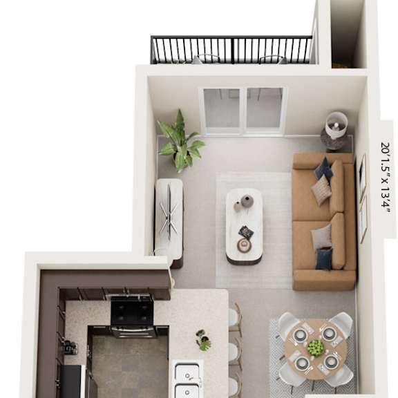 Thumbnail 1 of 9 One Bedroom One Bath 3D Floor Plan at The Reserve at The Reserve at Destination Pointe in Grimes, IA 50111