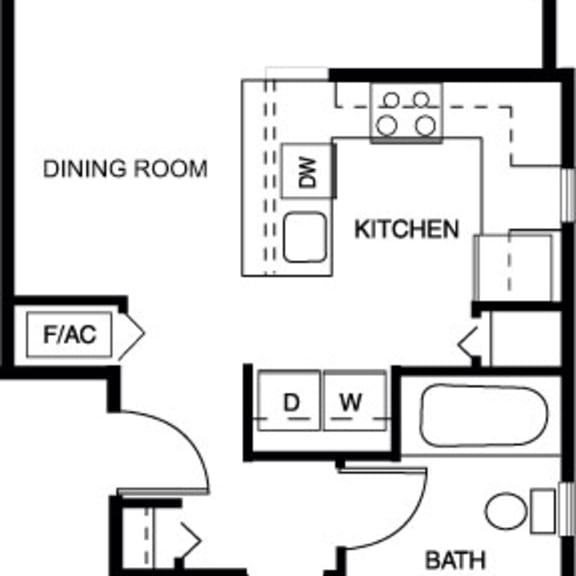 Thumbnail 2 of 7 One bedroom end 2D floor plan at The Reserve at Destination Pointe, Iowa