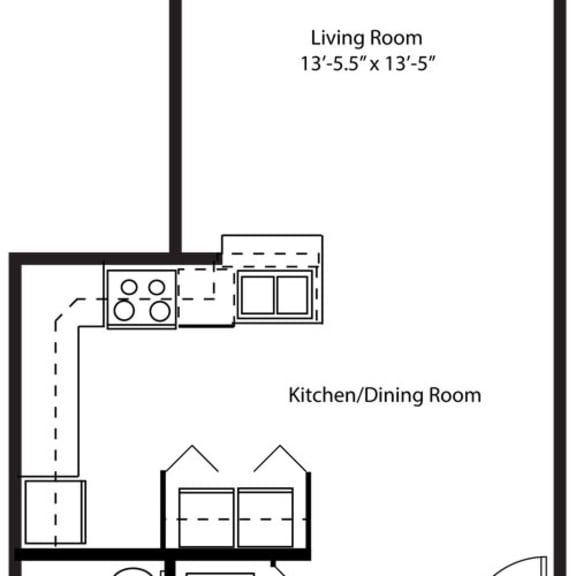 Thumbnail 2 of 10 One bedroom 2D floor plan at Green Ridge Apartments, Grand Rapids, Michigan