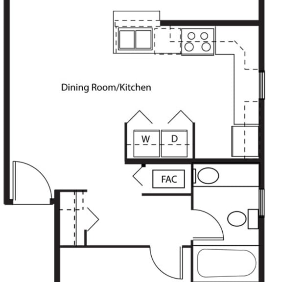 Thumbnail 2 of 10 One bedroom end 2D floor plan at Green Ridge Apartments, Grand Rapids, Michigan