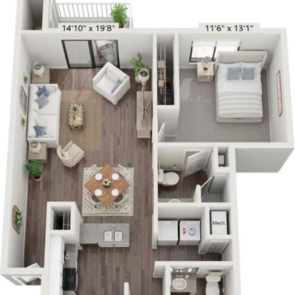 Thumbnail 1 of 14 Renovated Two Bedroom Two Bath Floor Plan at Green Ridge Apartments, Grand Rapids, 49544