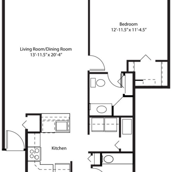 Thumbnail 2 of 14 Two bedroom 2D floor plan at Green Ridge Apartments, Grand Rapids, Michigan
