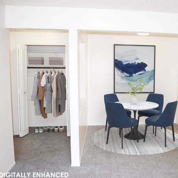 Thumbnail 6 of 10 a dining room and a  large closet at Seville Apartments, Michigan, 49009