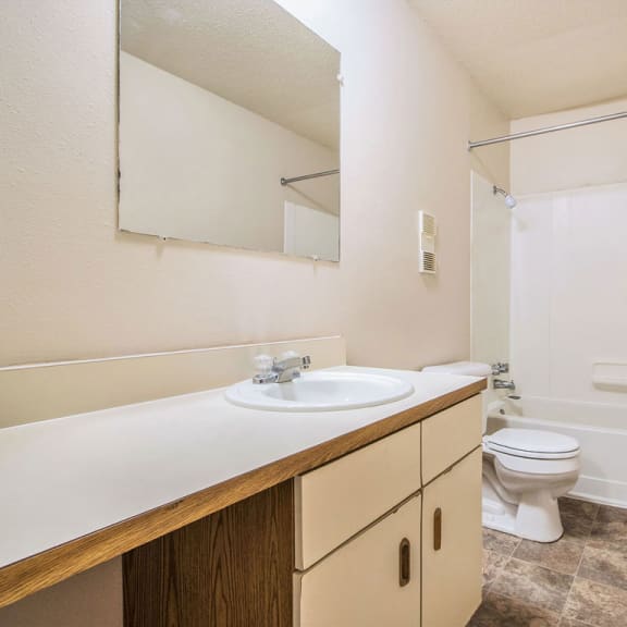 Thumbnail 9 of 13 bathroom with counter space at Seville Apartments, Kalamazoo, MI