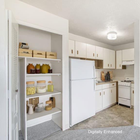 Thumbnail 11 of 12 studio kitchen with large closet at Seville Apartments in Kalamazoo, MI 49009