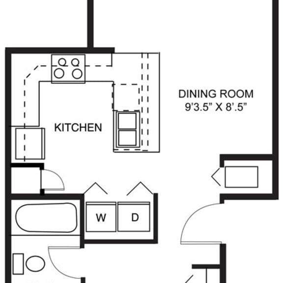 Thumbnail 2 of 14 One bedroom 2D floor plan  at Signature Pointe Apartment Homes, Athens, Alabama