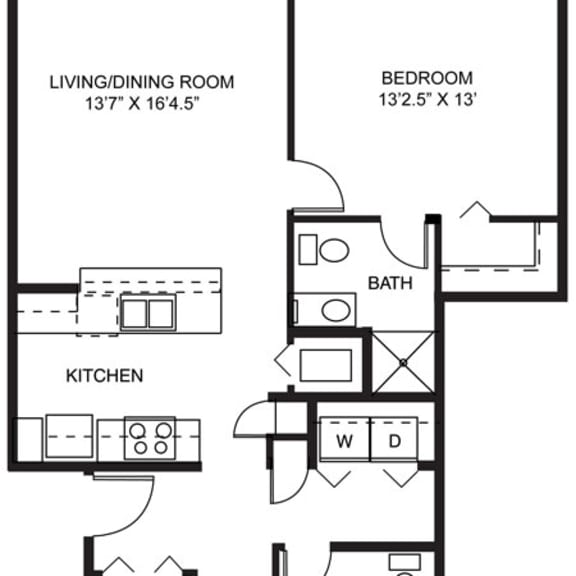 Thumbnail 2 of 22 Two bedroom 2D floor plan at  at Signature Pointe Apartment Homes, Athens, Alabama