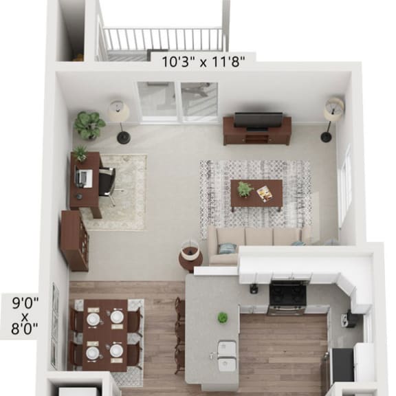 Thumbnail 1 of 12 One bedroom end style floor plan  at Signature Pointe Apartment Homes, Athens, AL