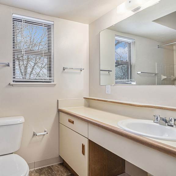 Thumbnail 19 of 24 A white toilet sits next to a sink in a bathroom.