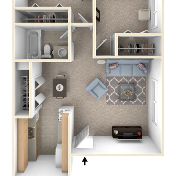Thumbnail 1 of 11 2 Bed 1 Bath Spanish Two Bedroom Floor Plan at Old Monterey Apartments, Springfield, MO, 65807
