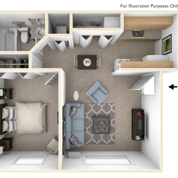 Thumbnail 1 of 9 1 Bed 1 Bath One Bedroom Floor Plan at Swiss Valley Apartments, Wyoming, MI