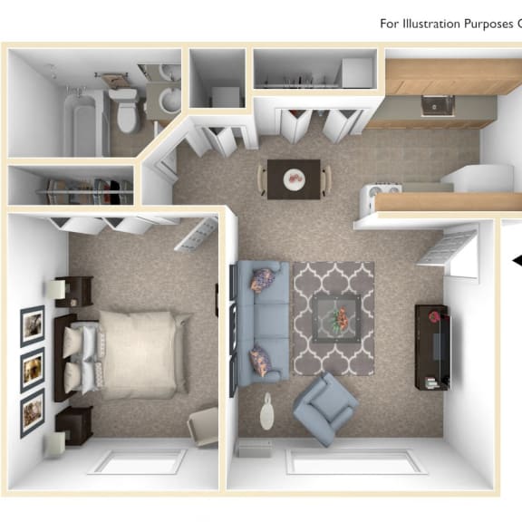 Thumbnail 1 of 6 Standard One Bedroom Floor Plan at Irish Hills Apartments, South Bend, Indiana