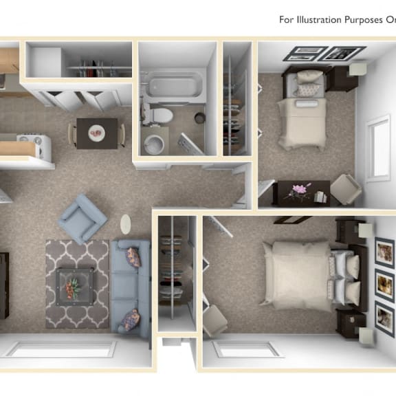 Thumbnail 1 of 10 2 Bed 1 Bath Two Bedroom Floor Plan at Swiss Valley Apartments, Wyoming, 49509