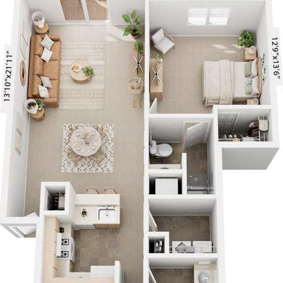 Thumbnail 1 of 13 Two Bedroom Floor Plan at Stoney Pointe Apartment Homes, Kansas