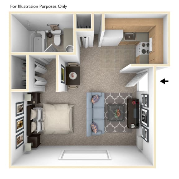 Thumbnail 1 of 5 Studio Floor Plan at Wingate Apartments, Michigan