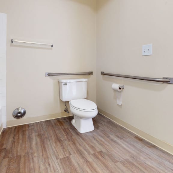 Thumbnail 6 of 7 a bathroom with a toilet and a bath tub  at Swiss Valley Apartments, Wyoming, MI