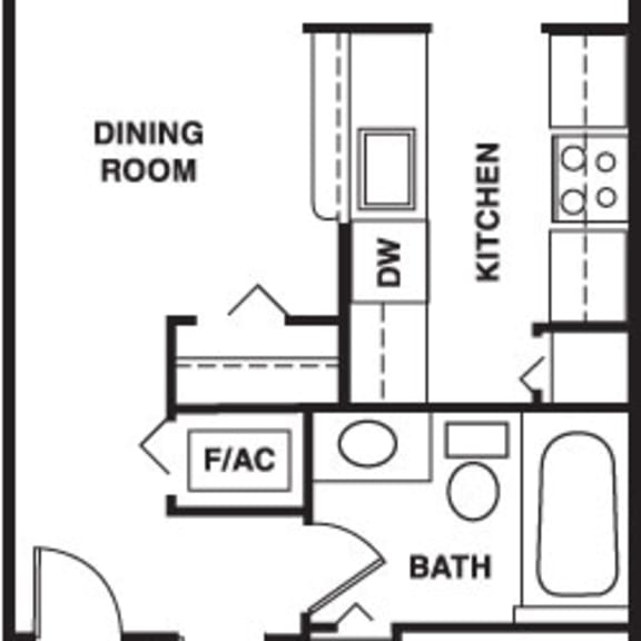 Thumbnail 2 of 7 One bedroom luxury 2D floor plan at Swiss Valley Apartments, Wyoming, MI