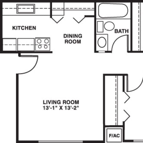 Thumbnail 2 of 10 Two bedroom 2D floor plan at Swiss Valley Apartments, Wyoming, MI