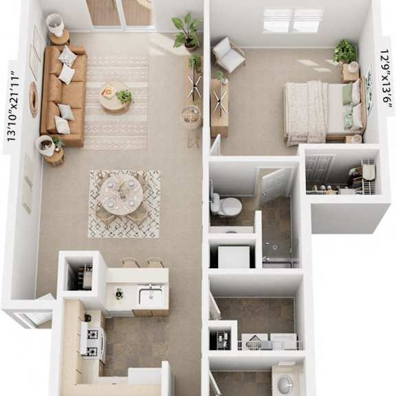Thumbnail 1 of 13 Two Bedroom Floor Plan at Tall Oaks Apartment Homes, Kalamazoo, MI