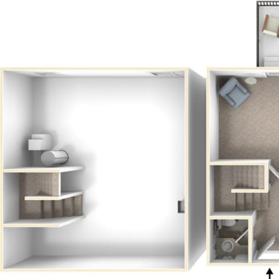 Thumbnail 1 of 13 Three-Bedroom Townhome Floor Plan at Mount Royal Townhomes, Michigan, 49009