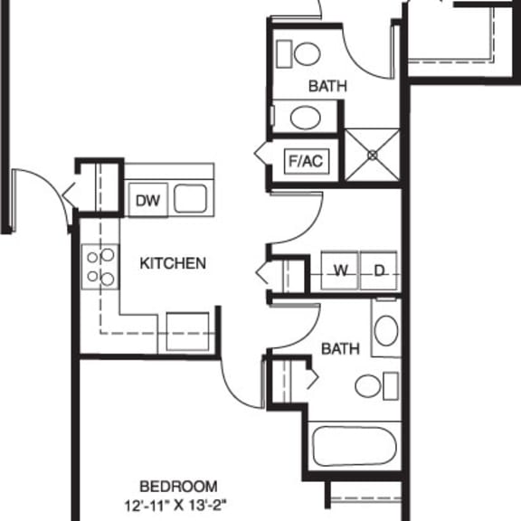 Thumbnail 2 of 10 Two bedroom 2D floor plan at Tracy Creek Apartments, Perrysburg, 43551