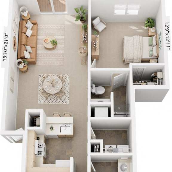 Thumbnail 1 of 10 Two Bedroom Floor Plan at Tracy Creek Apartments, Perrysburg, Ohio