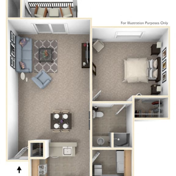 Thumbnail 1 of 13 Traditional Two Bedroom Floorplan at The Highlands Apartments, Elkhart