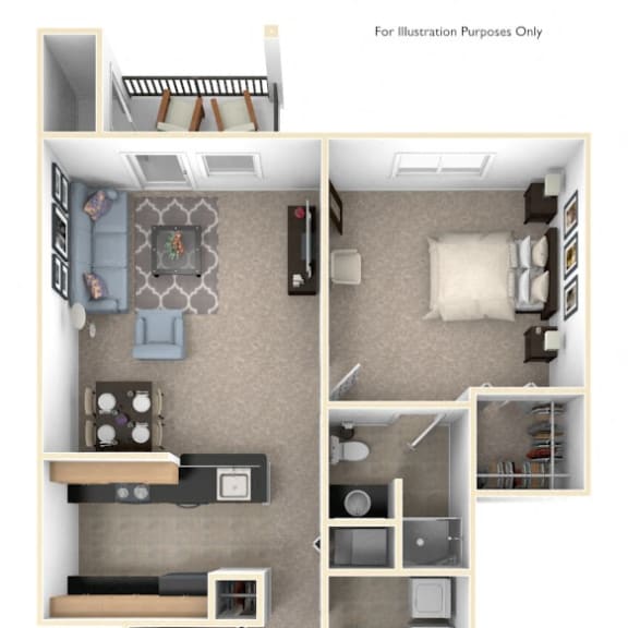 Thumbnail 1 of 12 Traditional Two Bedroom Floor Plan at Lynbrook Apartment Homes and Townhomes, Elkhorn, NE