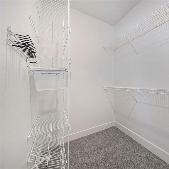 Thumbnail 9 of 11 spacious walk in closet with wardrobe organizers at Trade Winds Apartment Homes, Elkhorn, Nebraska