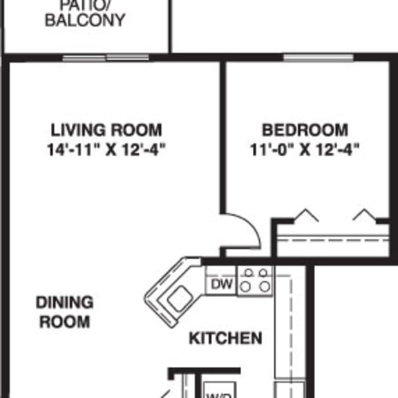 Thumbnail 2 of 8 Two bedroom alpine 2D floor plan at Trappers Cove Apartments, Lansing, MI, 48910