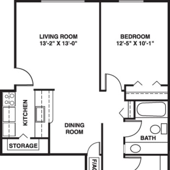 Thumbnail 2 of 9 Two bedroom walk thru 2D floor plan at Trappers Cove Apartments, Lansing, MI, 48910