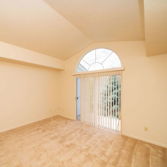 Thumbnail 3 of 6 a spacious living room with a door to the patio at Trillium Pointe Apartment Homes, Jackson, Michigan