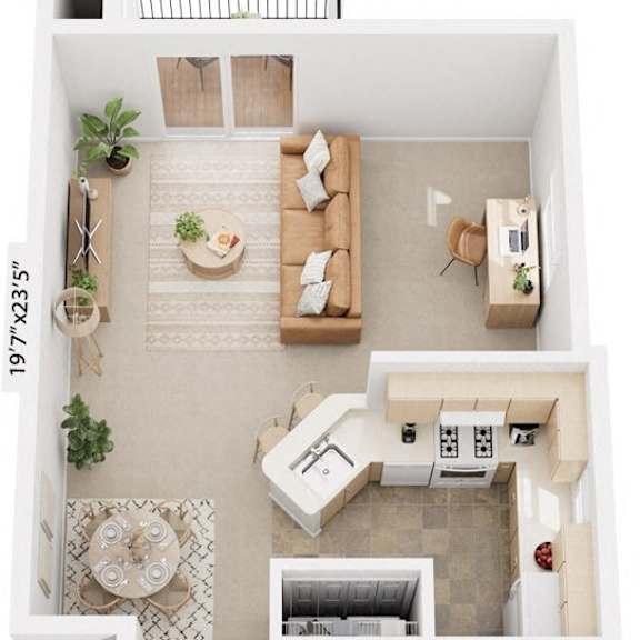 Thumbnail 1 of 7 One Bedroom End Floor Plan at Trillium Pointe Apartment Homes, Michigan, 49201