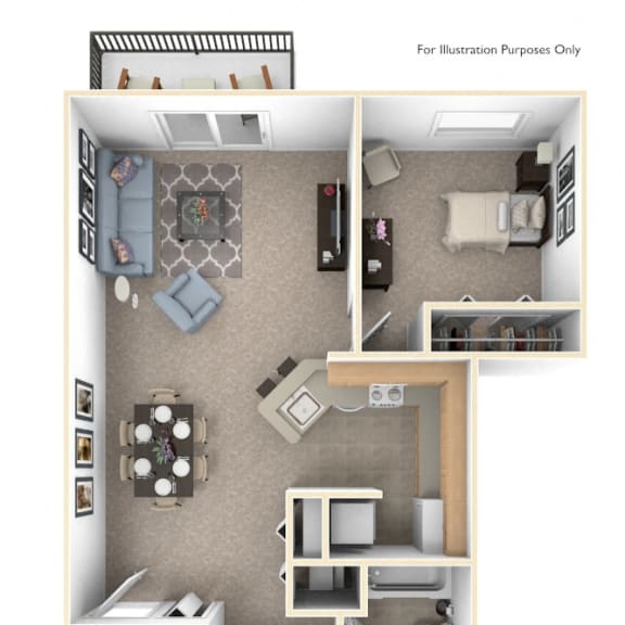 Thumbnail 1 of 8 Two Bedroom Alpine Floor Plan at Trappers Cove Apartments, Lansing