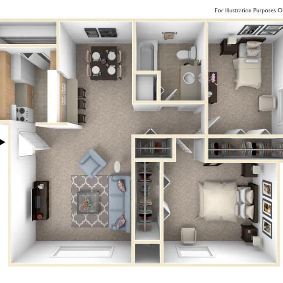 Thumbnail 1 of 9 Two Bedroom Cape Cod Floor Plan at Trappers Cove Apartments, Michigan