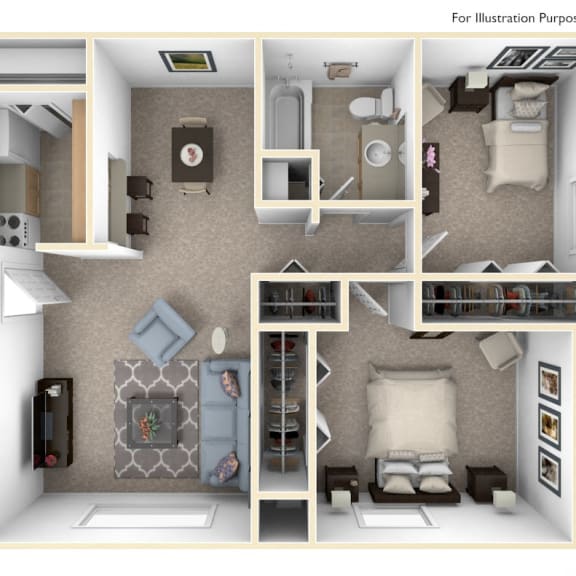 Thumbnail 1 of 14 Classic Two Bedroom Floor Plan at Irish Hills Apartments, South Bend, 46614