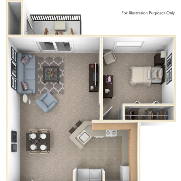 Thumbnail 1 of 7 Two Bedroom, One Bath Floorplan at North Pointe Apartments, Elkhart, IN