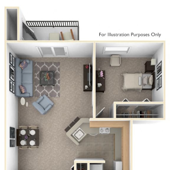 Thumbnail 1 of 7 2 Bed 1 Bath Two Bedroom, One Bath Floor Plan at Pine Knoll Apartments, Michigan