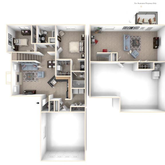 Thumbnail 1 of 11 Two Bedroom Ranch Floor Plan at Lynbrook Apartment Homes and Townhomes, Elkhorn, Nebraska