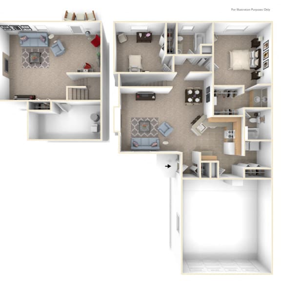 Thumbnail 1 of 11 Two Bedroom Ranch Floor Plan at Autumn Lakes Apartments and Townhomes, Mishawaka, 46544